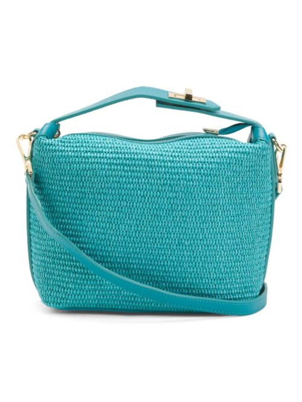 VIOLA CASTELLANI Made In Italy Straw Medium Folded Handle Satchel